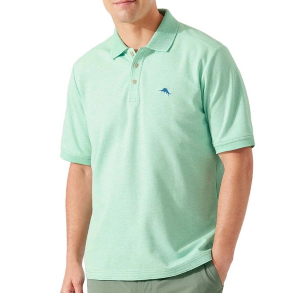 TOMMY BAHAMA Men Small Mint Short Sleeve Emfielder 2.0 Supima Tech Polo Shirt